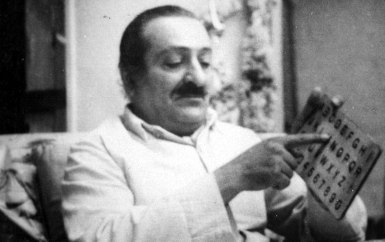 Meher Baba with Alphabet Board